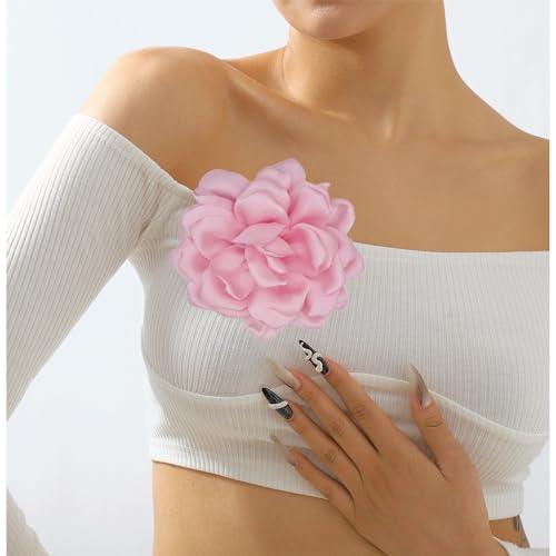Large Flower Brooches Lapel Pins for Women Satin Fabric Brooches Big Camellia Flower Brooch Pins Wedding Part Dance Clothes Accessories Jewelry Gifts