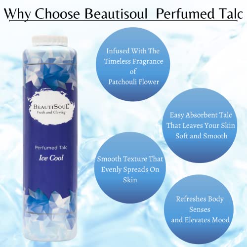 Beautisoul Cherry Blossom Perfumed Talc 300gm + Beautisoul Ice Cool Perfumed Talc 300gm | Body Talcum powder for men and women | Talcum Powder Combo Offer (Pack of 2)