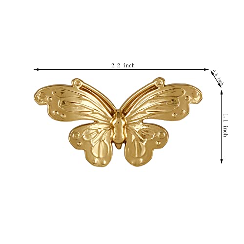 UniDes 2 Pack Gold Cabinet Knobs,Brass Hardware for Dresser Drawer,Butterfly Designed Knobs and Pulls