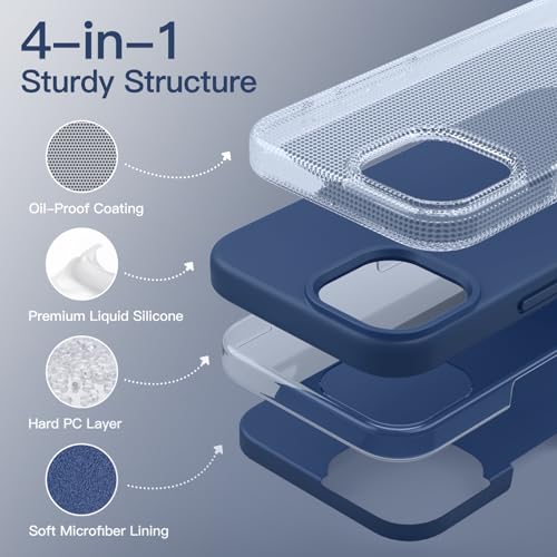 JETech Silicone Case for iPhone 14 6.1-Inch, Silky-Soft Touch Full-Body Protective Phone Case, Shockproof Cover with Microfiber Lining (Cobalt Blue)