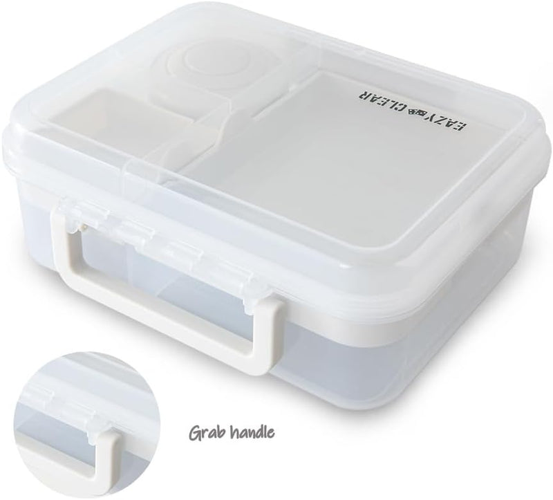 3/4/5 Compartment Convertible 1650ml Bento Lunch Box with 150ml Gravy Bowl - Grey