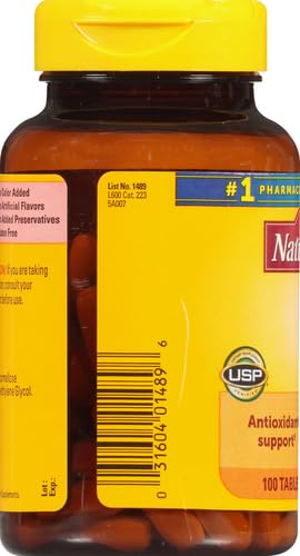 Nature Made Vitamin C 1000 mg, Dietary Supplement for Immune Support, 100 Tablets, 100 Day Supply