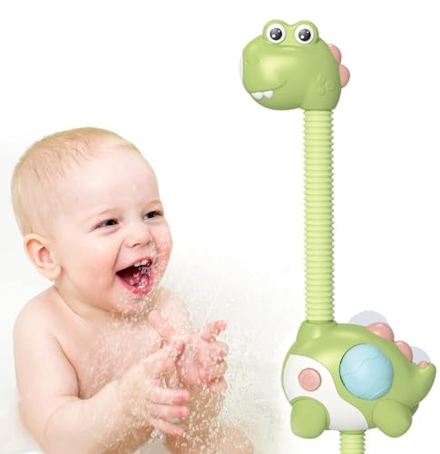 YOUWE7 Baby Bath Toys Electric Dinosaur Shower Head, Kids Water Spray Bathtub Toys, Dinosaur Shower Head Sprayer with 3 Strong Suction Cups, Bathtub Water Toys for Toddler Bath Toys