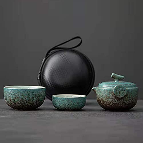 La cocina Ceramic Gongfu Travel Tea Set - Gorgeous Chinese Teapot Set with 2 Tea Cups, Portable Carrying Caseâ€¦