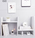 TKAS Desktop Organizer Bookshelf Office Storage Rack Adjustable Wood Display Shelf Home Decor Free Style Rotation Countertop Bookcase Office Supplies Desk Organizer Accessories (White)