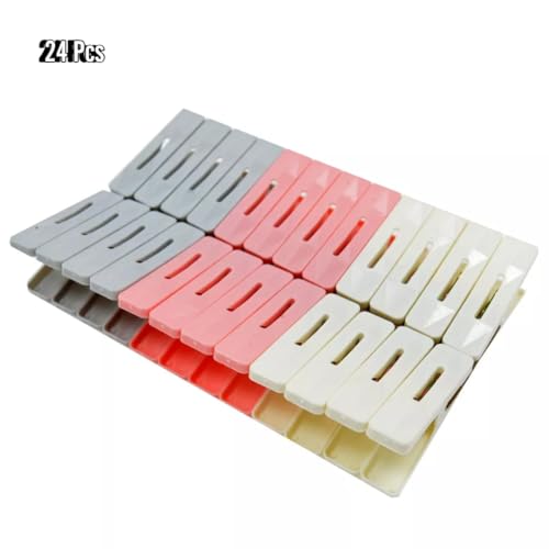 ECVV Colorful Plastic Clothespins - Heavy Duty Laundry Clothes Pins Clips Pegs, Drying Line Pegs Small Colored Clothes Pins for Outdoor, Clothesline Crafts Picture Clips Food Package Clips | 24 PIECES
