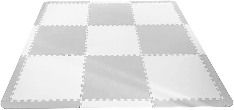 Bumble & Bird - Baby Play Mat - Motor Skills - Educational Mat - Non-Toxic EVA Foam - Waterproof - Easy to Clean - Easy to Store - 9pcs + 12 Edges - 60cm x 60cm x 1.2cm - Grey