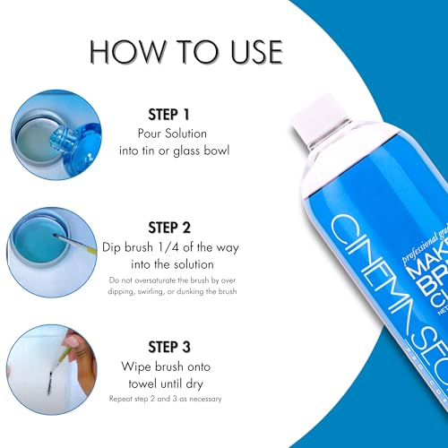 Cinema Secrets Original Makeup Brush Cleaner Solution - Professional Cleanser for Makeup Brushes - Quick-Drying, Rinse-Free Formula - Removes Stubborn Waterproof Make Up - Vanilla (16 fl oz)