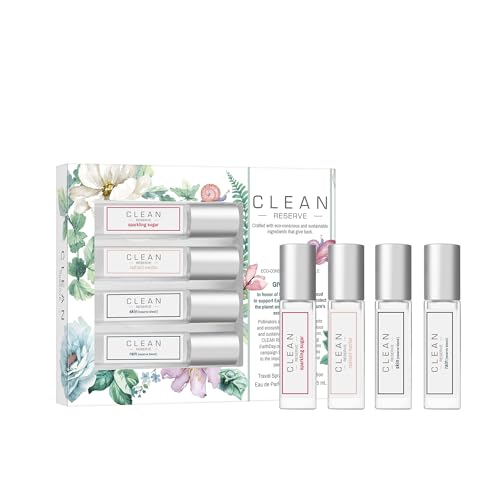 CLEAN RESERVE Eau de Parfum Layering Gift Set | Includes Warm Cotton, Skin, Rain, and Radiant Nectar Fragrance | 4 x 5mL Spray