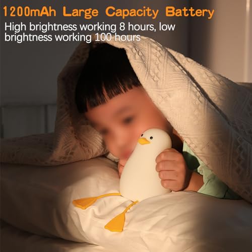 LEDHOLYT Kids Night Light - Cute Silicone Duck Nursery Lamp for Baby, Toddler, Boys, Girls - Squishy Animal Lamp for Bedroom, Kids Room - Gift (Seagull)