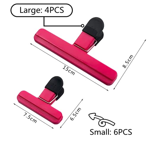 Beauenty 10PCS Seal Clips,Grocery Bag Snack Keeping Packages,Multiple Colors And Sizes,Large Chip Heavy Duty Food Clips For Kitchen Snacks Food Office Home Wardrobe Lifestyle Essentials(4 big 6 small)