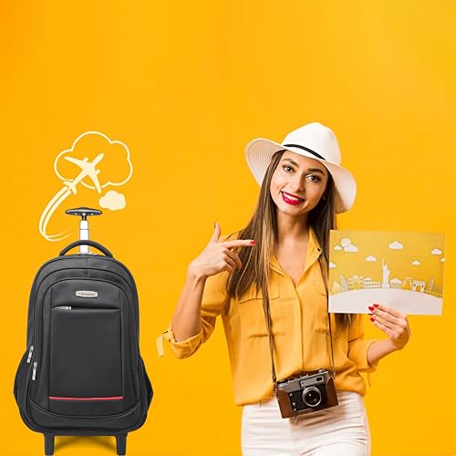 Senator Rolling Trolley Backpack 21 Inch Unisex Carryon Luggage Suitcase Wheeled Laptop Backpack for Travel Lightweight Business Trolley School Bag College Student KH8045 (Black)