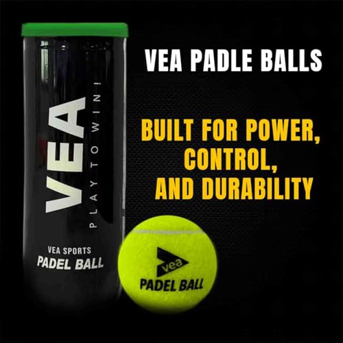 VEA Match Balls for Padel ??Pressurized, Durable Felt ??Long-Lasting Bounce ??Pack of 3 Ball - 1 Tube for Training and Match Use