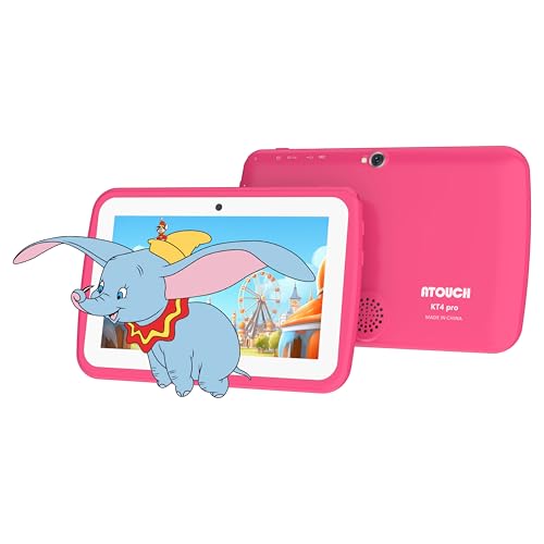 Atouch at your heart KT4 Pro Kids Tablet - 7" Android Tablet with 8GB RAM, 256GB Storage, WiFi, Parental Controls & Durable EVA Case - Ideal for Early Education & Learning (Rose Red)