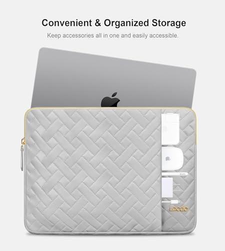 Lacdo Laptop Sleeve Case for 15 inch New MacBook Air M4 A3241 2025, M3 A3114, M2 A2941 2024-2023, 15 inch MacBook Pro A1990 A1707, Dell XPS 15 Plus Computer Laptop Bag with Accessory Pocket, Gray