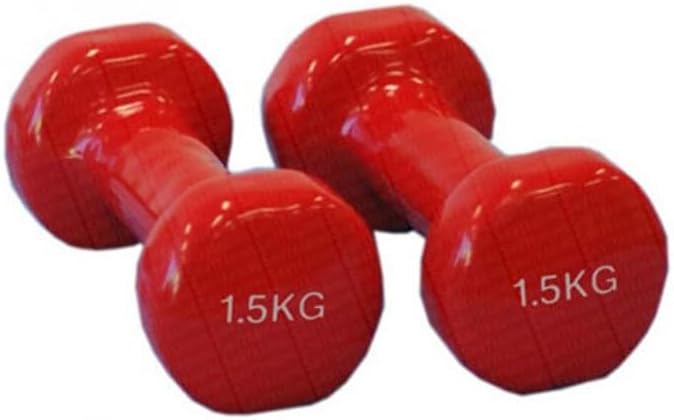 Dumbbell Weights| Unisex Adult Vinyl Coated Weights for Exercise & Fitness | Dumbbells Comes in 1.5 kg Pair | Set of 2 in red