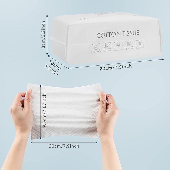 Disposable Face Towel, 100pcs Cotton Tissue Soft Dry Wipes,Simple Wet and Dry Cleansing Face Towel, Wet Dual Portable Use for Sensitive Skin & Baby & Makeup Remover & Personal Care(1 PACK=100PCS)