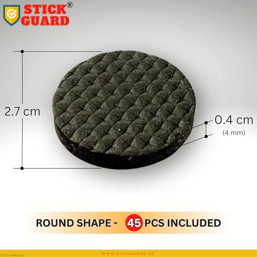 StickGuard Non Slip Furniture Rubber Leg Pads for Hardwood Floors 90 Pcs - 45 Round, 45 Square Furniture Feet - Rubber Furniture Floor Protectors - Chair, Table, Couch, Bed Stoppers to Prevent Sliding