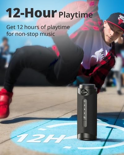 Tronsmart T7 30W Waterproof Portable Speaker, SouldPulse Audio with 360 Surround Sound, Bluetooth V5.3, IPX7 Waterproof, TWS, Battery 4000mAh, Custom EQ via APP - Black
