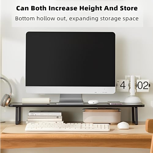 Beauenty Monitor Stand Riser,Laptop Stand,Wood Monitor Stand Riser with Ergonomic Height Adjustment,Desktop Organizer,Office Desk Accessories for Laptops,Monitors,Printers(80x26x12cm)