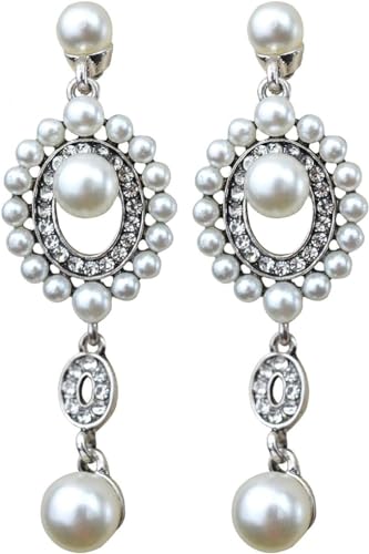 Xufeng 1920s Accessories for Women - Flapper Headpiece, Gloves, Necklace, Earrings - Great Gatsby Costume Accessories Set for Roaring 20s Parties and Special Occasions (Black+Silver, 7 Pcs)