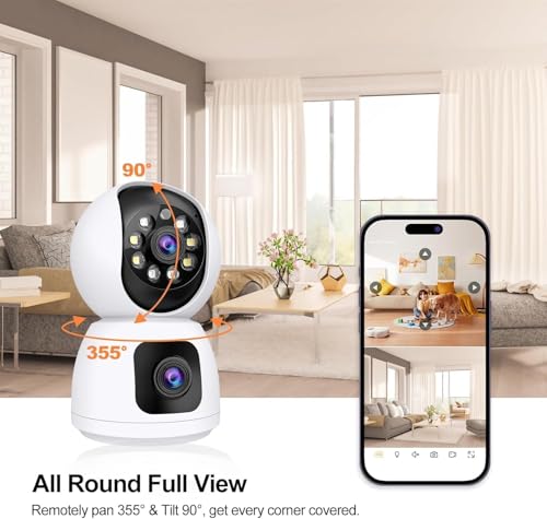 Dual lens Camera HD 4MP Wifi & 4G Sim dual system Smart security Camera 360° indoor, Two way Audio Human Intrusion Detection, Day & night vision Phone alert.