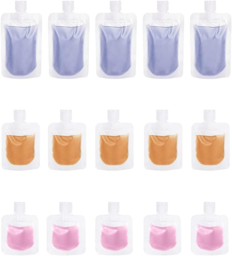 15Pack Travel Pouches for Toiletries, TSA Approved Travel Size Portable Containers, Stand Up Pouch, Leakproof Squeezable Bags Refillable Travel Accessories for Shampoo Conditioner Lotion Soap Liquids