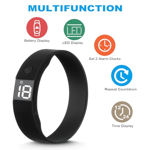 ACWOO Vibrating Alarm Reminder Watch, Silent Vibrating Wrist Alarm Watch, Rechargeable Vibrating Pill Reminder Alarm Watch for Kids & Adult Potty Training, Sport, Daily Pill Reminder