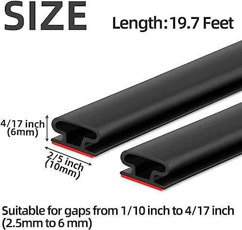 Beynant 19.7Feet Door Weather Stripping Door Seal Strip,Self-Adhesive Rubber Door Insulation Weather Strip for Window and Door Soundproofing D Shape,Weatherstripping for Door Frame Gap Blocker(Black)