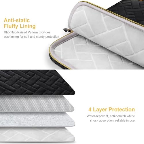 Lacdo Laptop Sleeve Case for 15 inch New MacBook Air M4 A3241 2025, M3 A3114, M2 A2941 2024-2023, 15 inch MacBook Pro A1990 A1707, Dell XPS 15 Plus Computer Bag with Accessory Pocket, Elegant Black