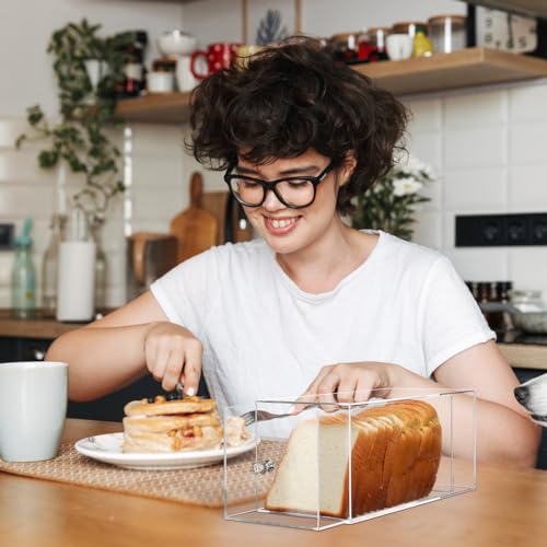RimCereal Clear Bread Box Acrylic Bread Storage Container Display for Homemade Storage Bin for Kitchen Countertop, Muffins, Rolls Cake Food Party