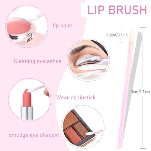 TORMEN 120pcs Makeup Applicator Beauty Kits, Eyelash Brush, Disposable Micro Cotton swab Brush,Lipstick Lip Gloss Wands Applicator for Eyelash Extensions, Lipstick Application, Eyebrow Grooming(Pink)