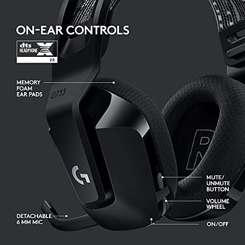 Logitech G Logitech G733 LIGHTSPEED Wireless Gaming Headset with suspension headband, LIGHTSYNC RGB, Blue VO!CE mic technology and PRO-G audio drivers - Black