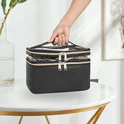 OCHEAL Makeup Bag, Portable Cosmetic Bag, Large Capacity Travel Makeup Case Organizer, Black Makeup Bags For Women Toiletry Bag for Girls Traveling With Handle and Divider