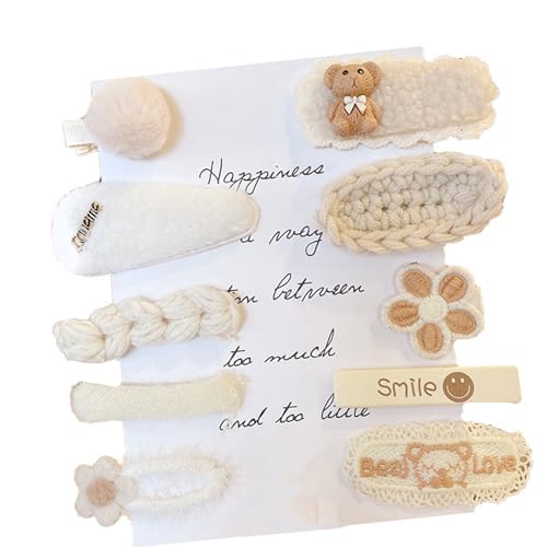 Tazweeq 10Pcs Children'S Hair Clip Set, Baby Bow Side Clips, Hair Accessories Plush Hair Clips, Hair Accessories Clips Girls Headwear(White)