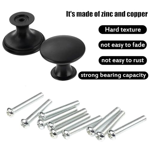 X spring Cabinet Drawer Knobs, 12 Pack Kitchen Cabinet Knobs for Wardrobe, Cupboard, Cabinet Knob with 12 Pieces Screws, Hardware Round Drawer Knobs for Bathroom Furniture Door Window (Black)