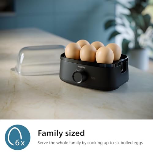 Philips Egg Cooker 3000 Series - 400W, 6 Eggs Capacity, Cooking Levels, Poached Accessory, Ready Signal, Black - HD9137/91