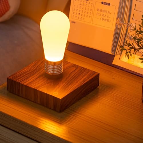 Levitating Bulb Lamp, 360 Degree Rotation Magnetic Floating Light Wireless Desk Lamp Floating Night Light Magnetic Tech Toy Decorative Desk LED Lamp for Gifts Room Home Office Decor