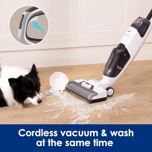 Tineco iFloor 2 Max Wet and Dry Cordless Vacuum Cleaner and Mop, Self cleaning with Streak-free Drying, Ideal for Hard Floors, All corners, sticky messes and pet Hairs, Portable and Lightweight Design
