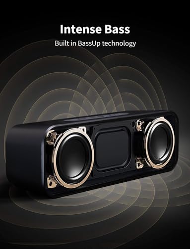 PowerPro Portable Bluetooth Speaker 360° HD Stereo Super Bass USB rechargeable for Outdoor Travel (Black)