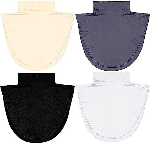 ALMEKAQUZ Fake Collar Detachable Turtleneck,Cotton Women's Mock,Turtleneck Winter Dickey Collar Wrap,for Women Girls White,Black,Cyan,Beige 4Pcs, One Size
