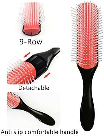 Sagreeny Hair Brush, Styling Brush 9-Row Cushion Hair Brush for Separating, Shaping, Defining Curls, Blow-Drying, Styling, Detangling,Use conditioner on wet hair to create smooth curly hair.