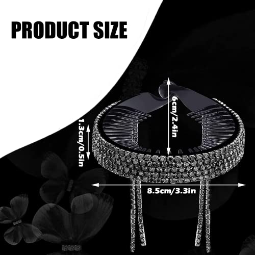 KASTWAVE Rhinestone Hair Accessories Bun,4 Pcs Bun Clip Large with Rhinestone Tassel, Elegant Glitter Hair Bun Holder Half Balloon Nest Expanding Jeweled Claws for Women Girls