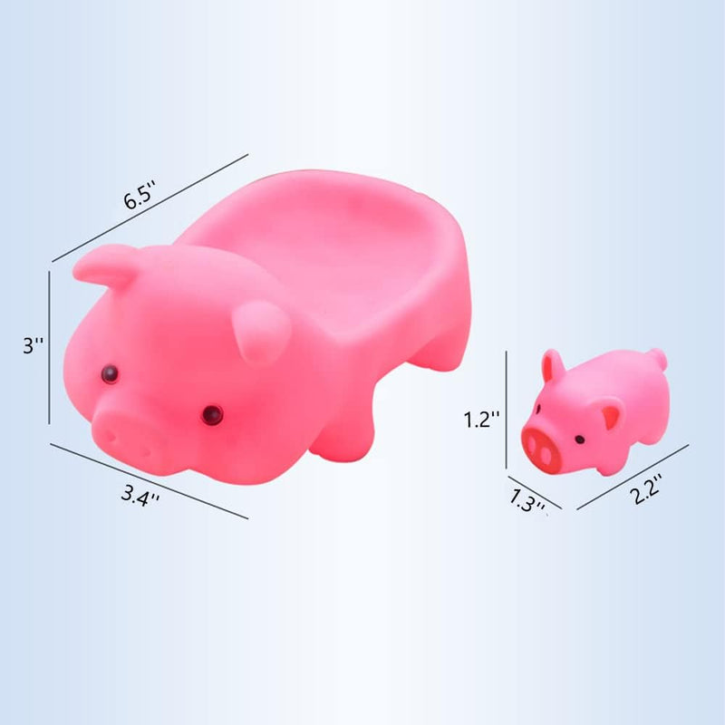 YUERFEILA Baby Bath Toys 4Pcs Rubber Pink Pig Family Squeak Float Bath Ducks Bath Tub Shower Toys for Toddlers Boys Girls
