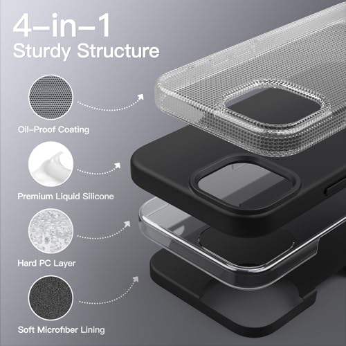 JETech Silicone Case for iPhone 13 Pro Max 6.7-Inch, Silky-Soft Touch Full-Body Protective Phone Case, Shockproof Cover with Microfiber Lining (Black)