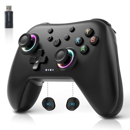 AceGamer Aurora 2.4G Wireless Bluetooth Controller for Windows PC/Switch/Stem/iOS/Androidï¼ŒGamepad PC Joystick with Hall Effect Joystick, Programmable Back Button, Linear Resonant Actuator (black)