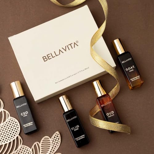 BellaVita Luxury Perfume Gift Set for Men | Includes CEO Man, KLUB, OUD, GOAT, Perfumes | Woody, Citrusy and Dominating Long Lasting Mens Perfume Set | Oud Perfume for Men | Luxury Collection Perfumes