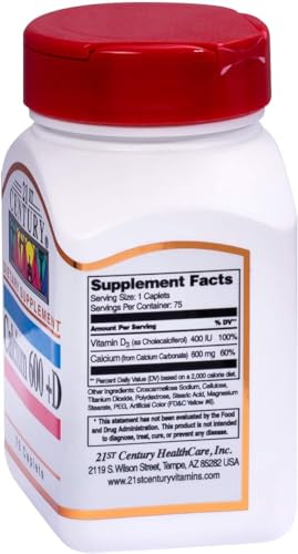 21st Century Calcium 600 + D - 75 Tabs