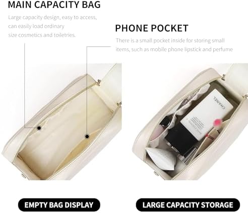 Water Resistant Toiletry-Bag, Travel-Makeup-Bag Cosmetic Makeup Organizer Travel-Accessories Cosmetic Makeup Organizer, Travel Accessories Full Travel Size Toiletries (Cream)