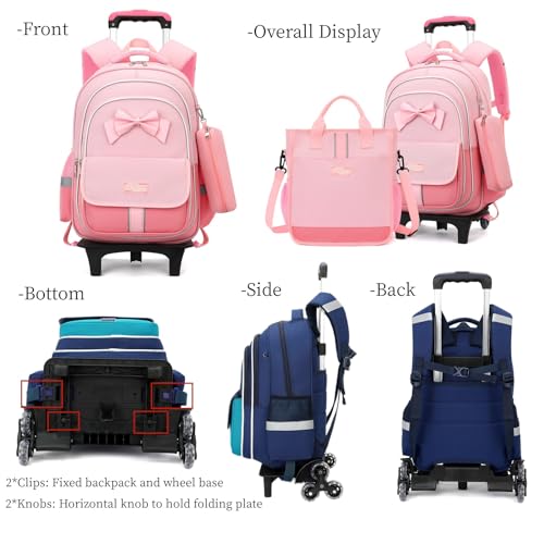 MITOWERMI Unisex Child 2729 6 Wheels Trolley + Backpack Sets